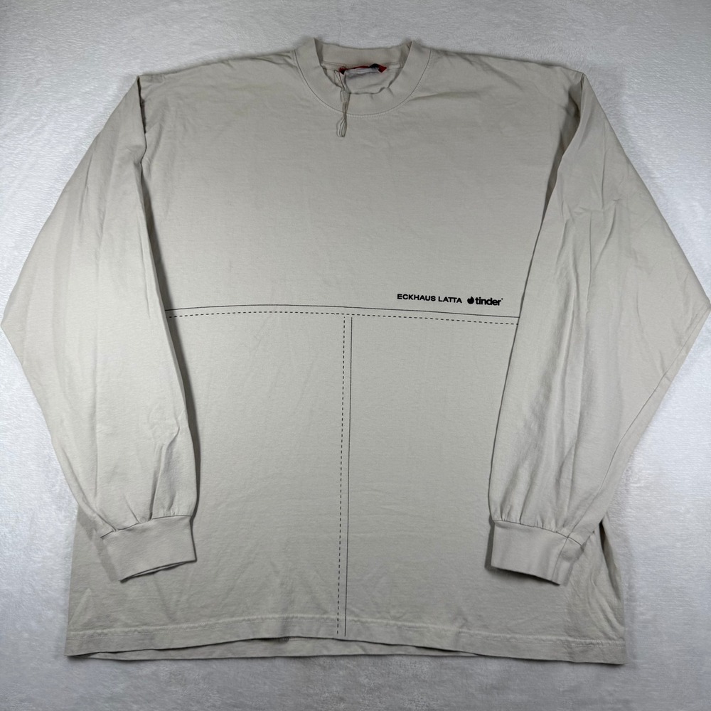 Eckhaus Latta x Tinder Available Long Sleeve Graphic T-Shirt Cream XL 9902